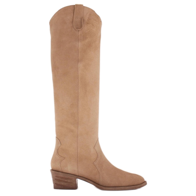 Marco Shoes Stivali texani Iolanda con cuciture decorative beige