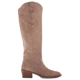 Marco Shoes Stivali texani Iolanda con cuciture decorative beige