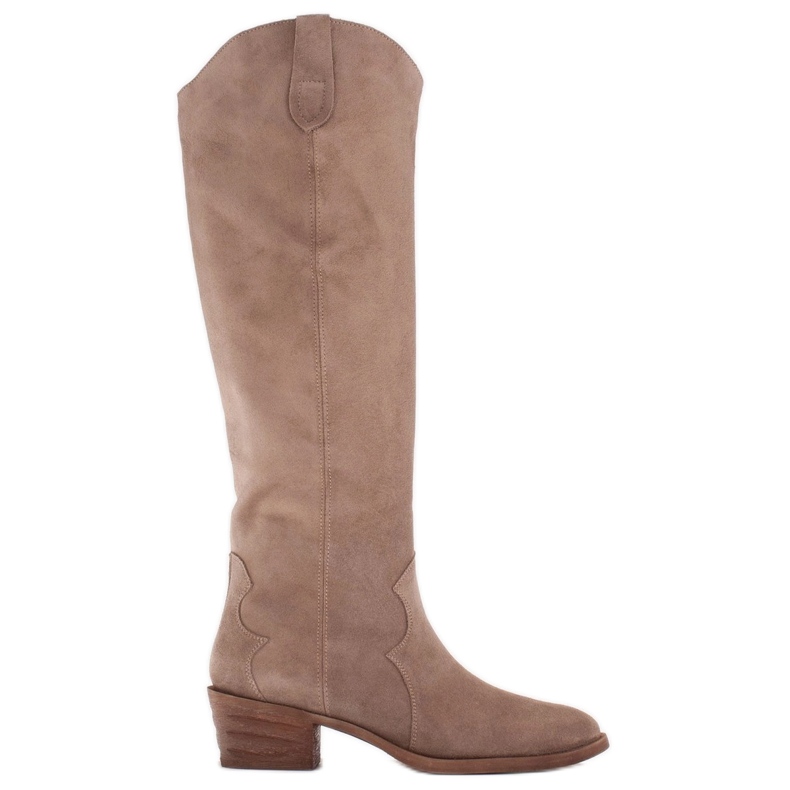 Marco Shoes Stivali texani Iolanda con cuciture decorative beige