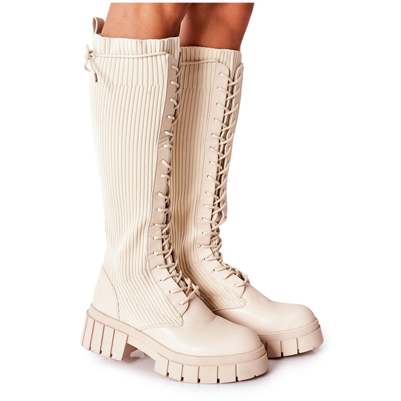 PB1 Stivali Alti con Calzino Beige Monteri