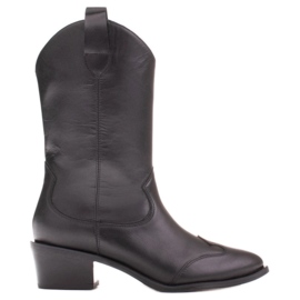 Marco Shoes Stivali da cowboy neri in vera pelle nero