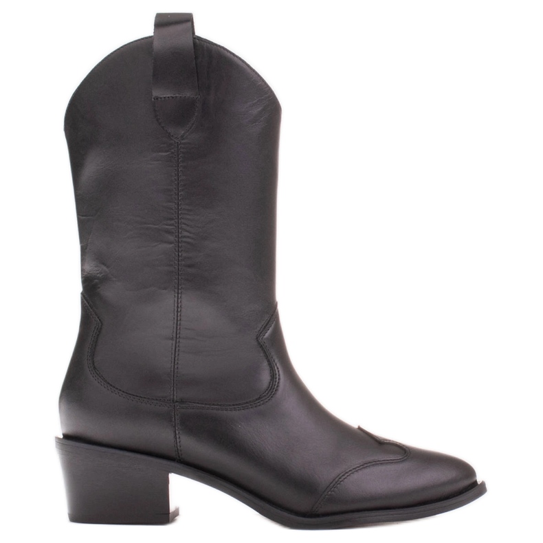 Marco Shoes Stivali da cowboy neri in vera pelle nero