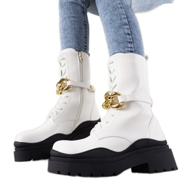 Stivaletti bianchi con catena di Rock It bianca