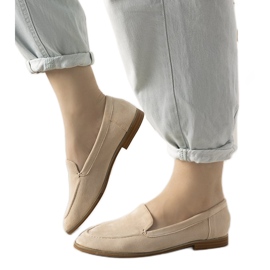 Mocassini Downtown beige con tacco piatto