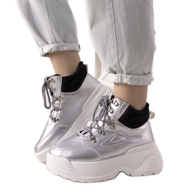 Sneakers argento su suola alta Eloquence