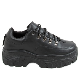Scarpe sportive nere con suola alta 6291 Black nero