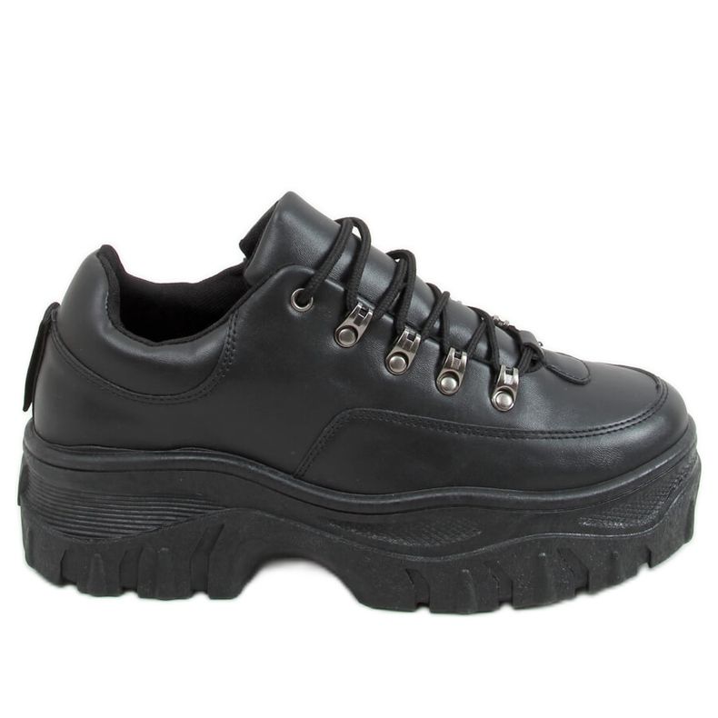 Scarpe sportive nere con suola alta 6291 Black nero