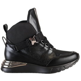 Sneakers Alte Con Fibbia VINCEZA nero