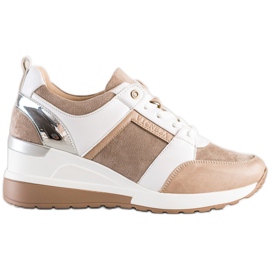 VINCEZA scarpe da ginnastica casual beige bianca marrone