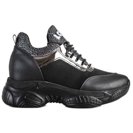 SHELOVET Sneakers con zeppa alla moda Love nero