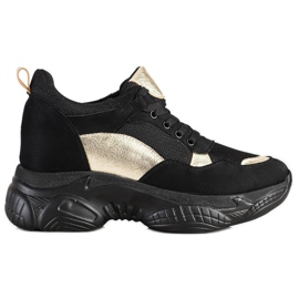 SHELOVET Comode sneakers NERE e ORO nero d'oro