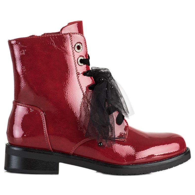 Eleganti stivali VINCEZA con lacci rosso