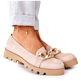 Mocassini in camoscio Lewski Shoes 3040 Cappuccino beige d'oro