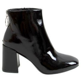 Stivali con tacco alto laccati neri A-323 Black nero