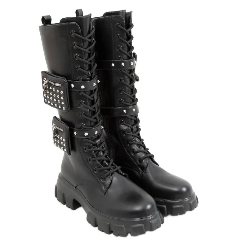 RXJ100 Stivali neri con pochette nero