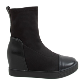 Stivali neri con zeppa calzino nero HQ887 Nero