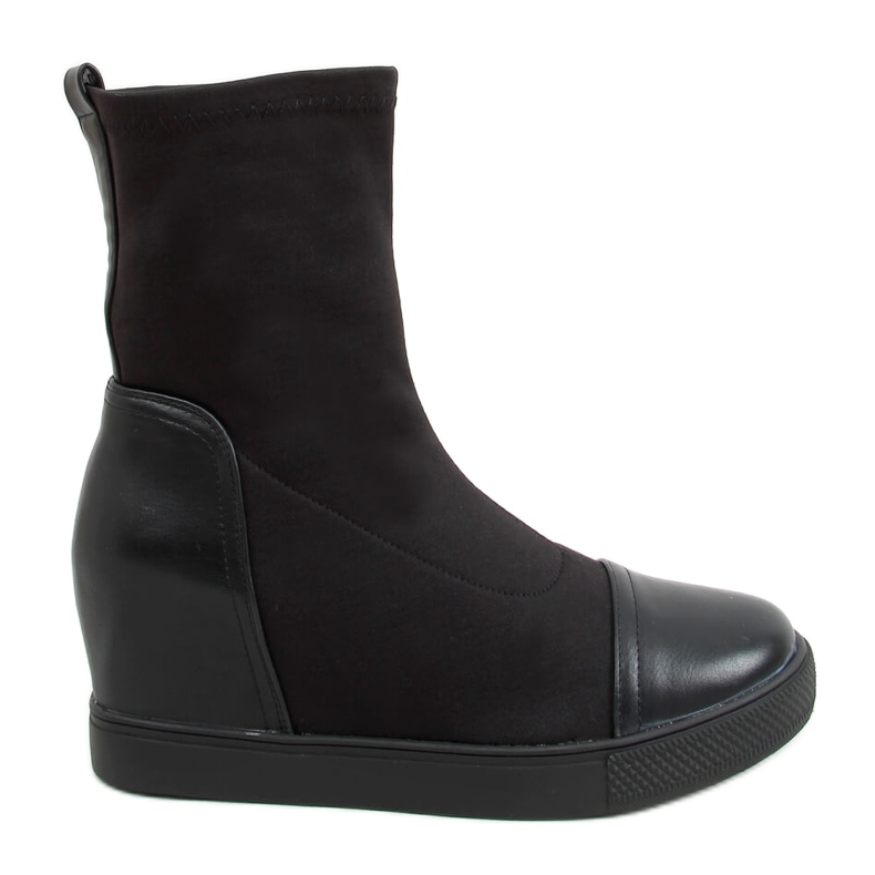 Stivali neri con zeppa calzino nero HQ887 Nero