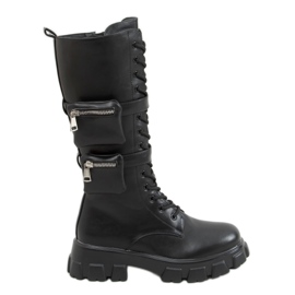RXJ100 Stivali neri con pochette nero