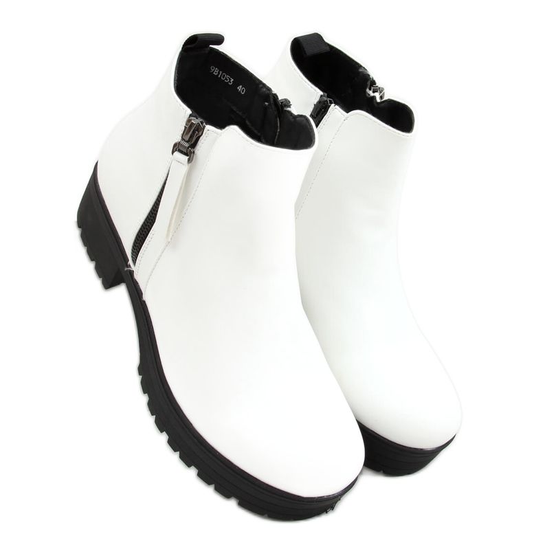 Bianco 9B1053 Stivali bianchi con suola spessa bianca