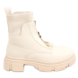 Stivali con tomaia a calzino beige 168-321 Beige