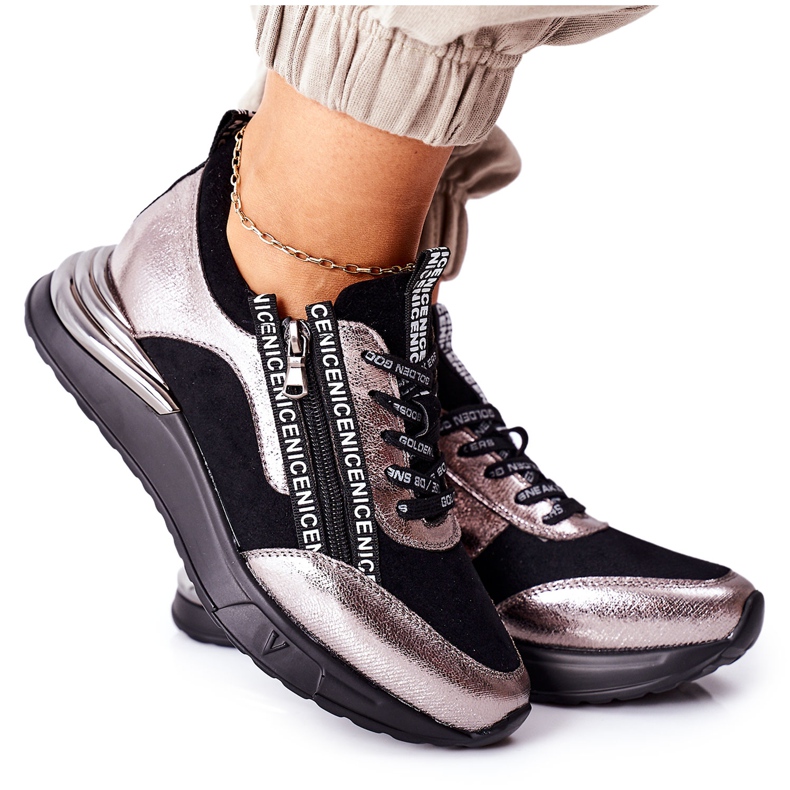 Vinceza Scarpe Sportive da Donna Sneakers Nere Aduan nero