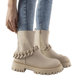 Stivali crema con Chain Inspiration beige
