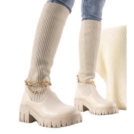 Stivali beige con tomaia a calzino Cheers