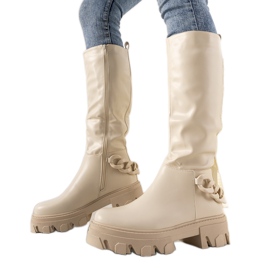 Stivali beige con catena Conny