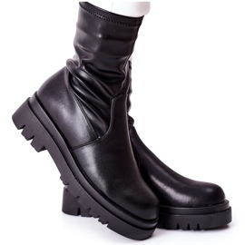 S.Barski Stivali da donna Doubler neri con gambo elastico nero