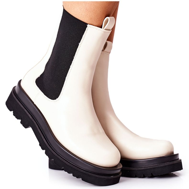 S.Barski Stivali alti da donna Jodhpur Stivali Beige Belive