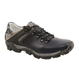Bednarek Polish Shoes Scarpe da trekking da uomo in pelle 116 blu navy grigio