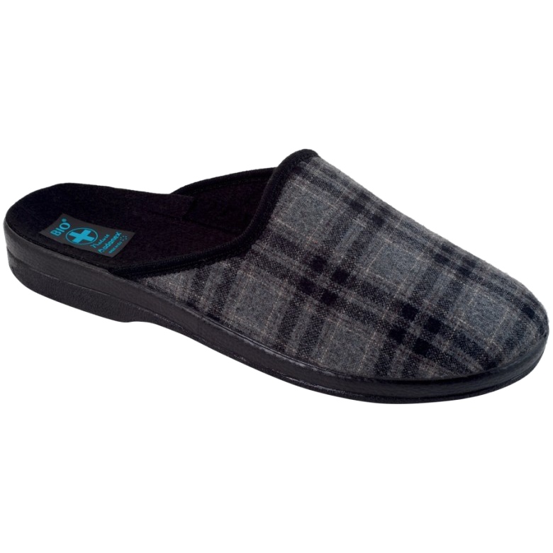 Pantofole a scacchi Adanex da uomo 18464 nero grigio
