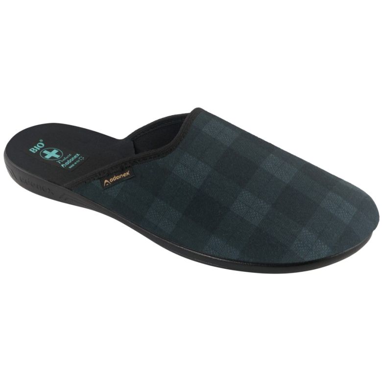 Pantofole da uomo a quadri Adanex 26816 Navy Blue grigio
