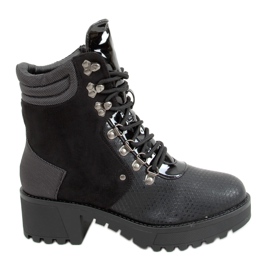Stivali stringati neri DF3712 Nero