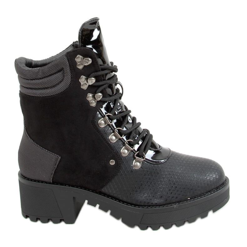 Stivali stringati neri DF3712 Nero