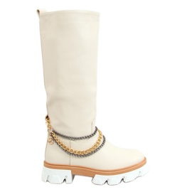Stivali da equitazione con catene crema NC1228 Beige