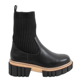 Stivaletti Chelsea calzino con gambo nero NS227P Nero