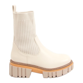 Stivaletti Chelsea calzino gamba crema NS227P Beige