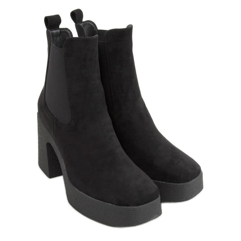 Stivali con tacco in gomma nero ST-62P Nero