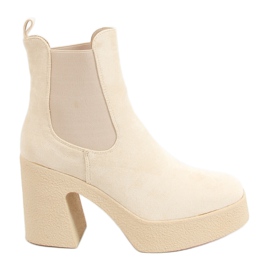 Stivali con tacco in gomma crema ST-62P Beige