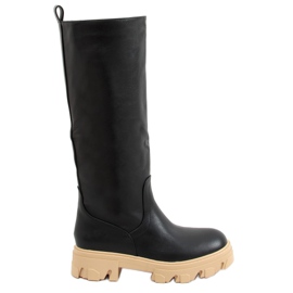 Stivali neri con suola spessa QT21P Black nero