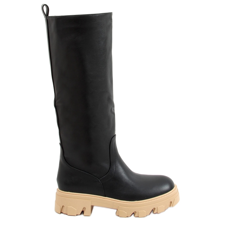 Stivali neri con suola spessa QT21P Black nero