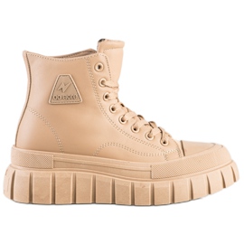 SHELOVET Sneakers Con Ecopelle Sulla Piattaforma beige