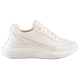 Ideal Shoes Comode scarpe da ginnastica in ecopelle beige