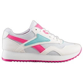 SHELOVET Scarpe sportive bianche sulla piattaforma bianca rosa