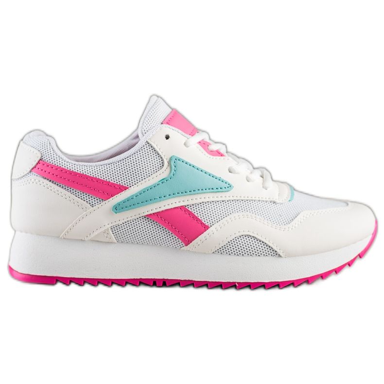 SHELOVET Scarpe sportive bianche sulla piattaforma bianca rosa