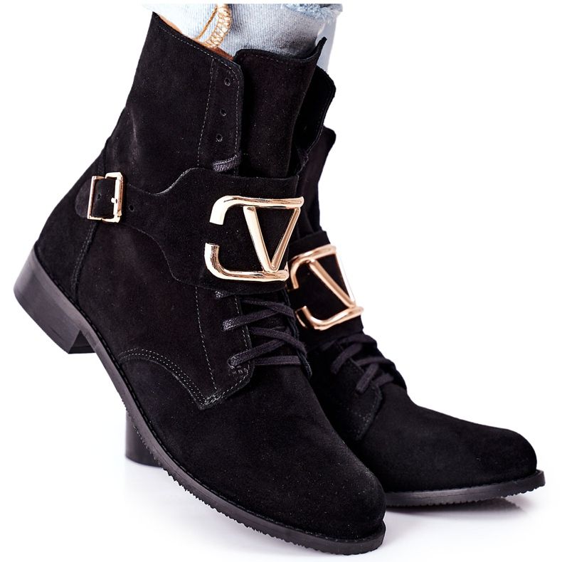 Stivali da donna in pelle scamosciata neri Nicole 2676 nero