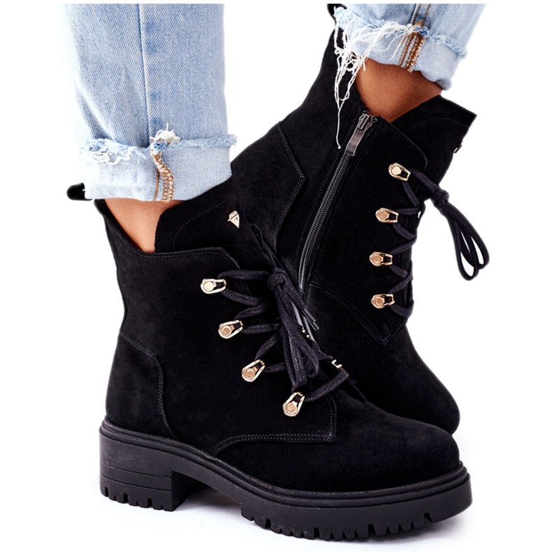 Stivali da donna in pelle scamosciata neri Nicole 2674 nero
