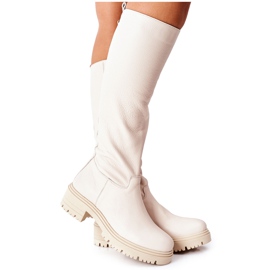 Stivali in pelle beige Nicole 2685