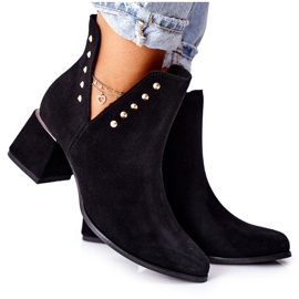 Lewski Shoes Stivali da donna in pelle scamosciata con intagli Lewski Black 3074 / B nero
